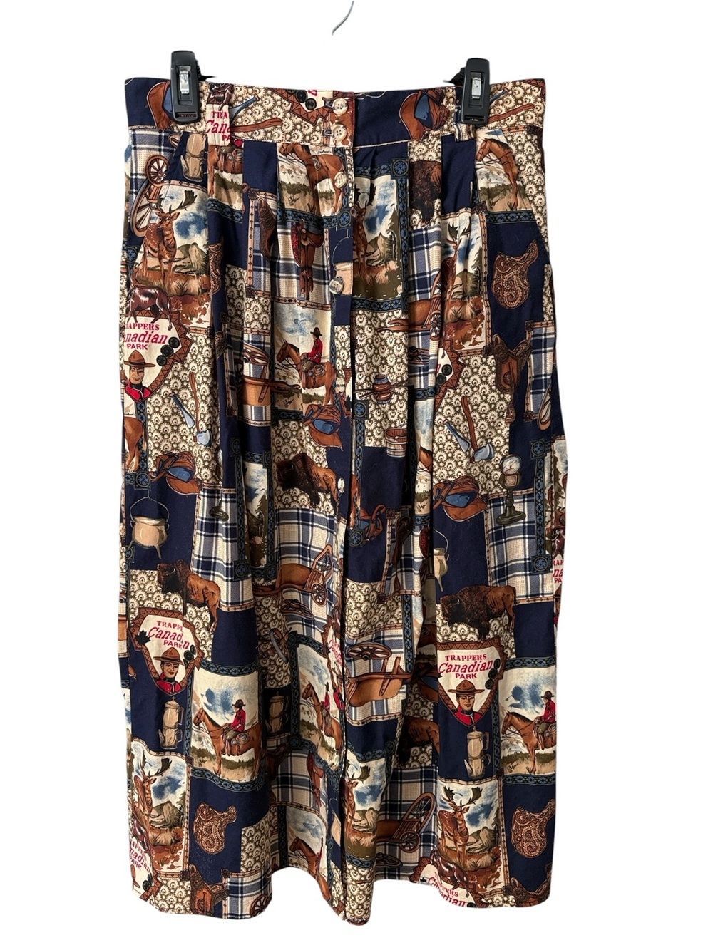 Vintage FSOP Trappers Canadian Park Novelty Midi Skirt Size 14